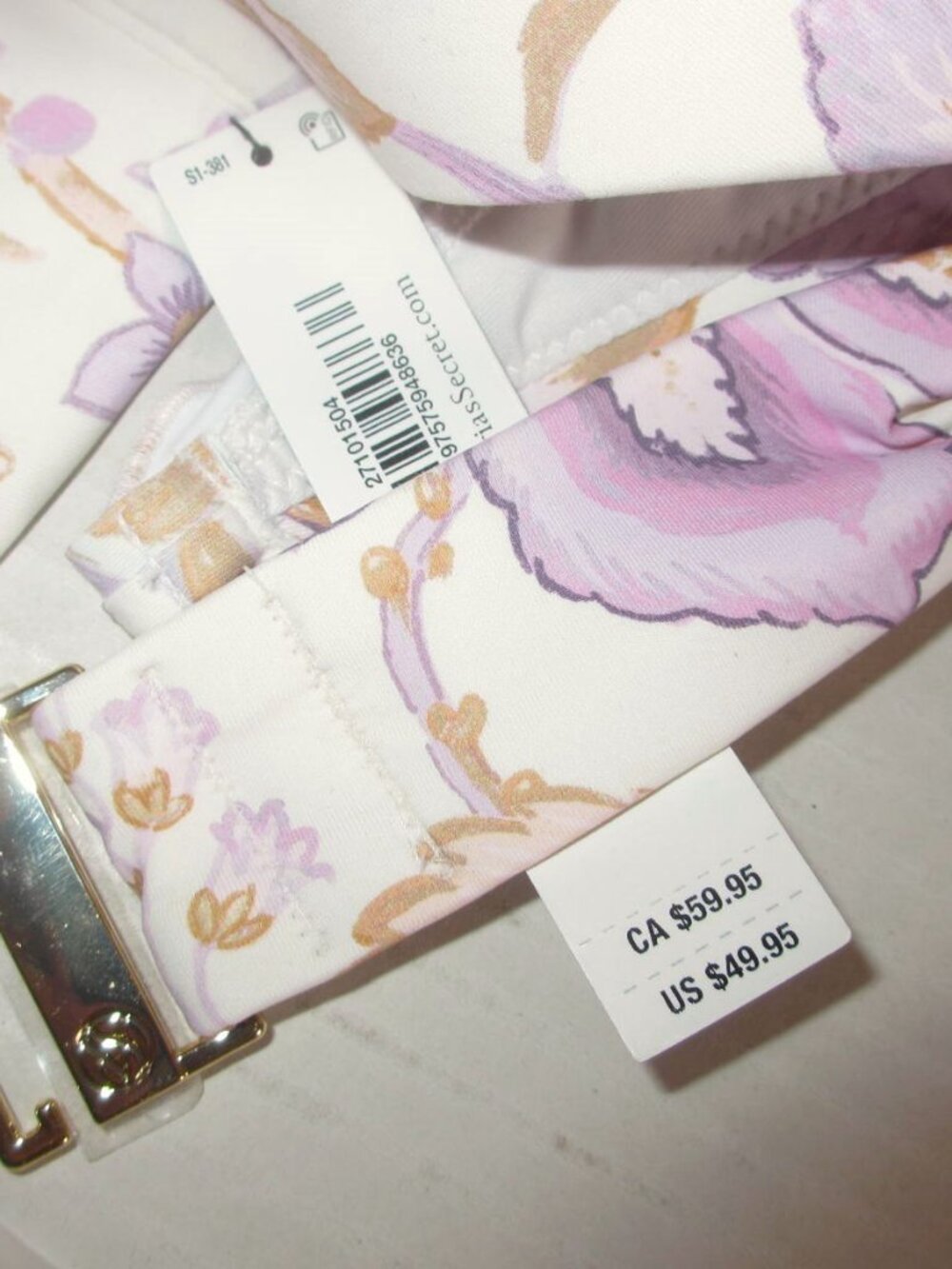 34DDD Victorias Secret Swim Ruffle Halter Bikini Top White Violet Floral $50 - Picture 9 of 10